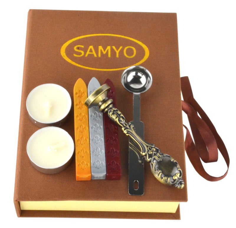 Samyo Creative Romantic Stamp Maker Classic Old-Fashioned Style Brass Color Wax Seal Sealing Stamp Vintage Antique Alphabet Initial Letter Set - (Letter H) - Image 5